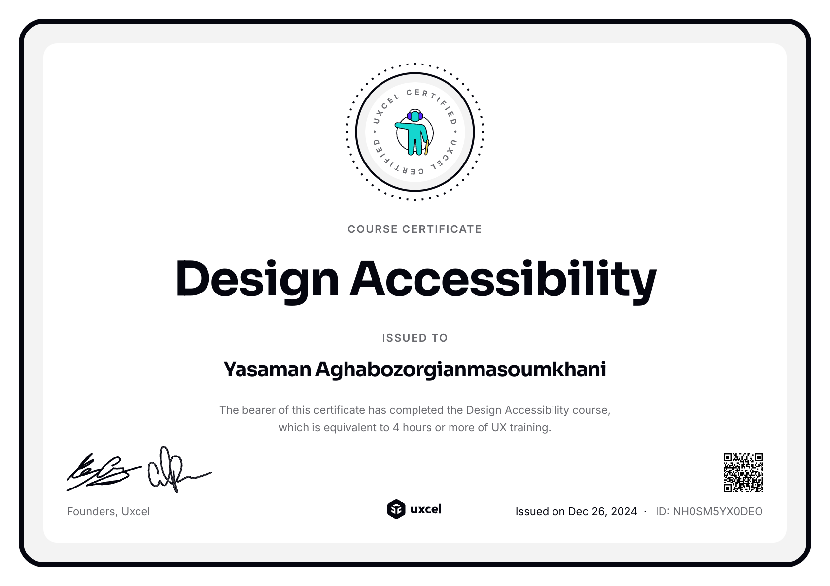 Yasaman Aghabozorgianmasoumkhani's certificate